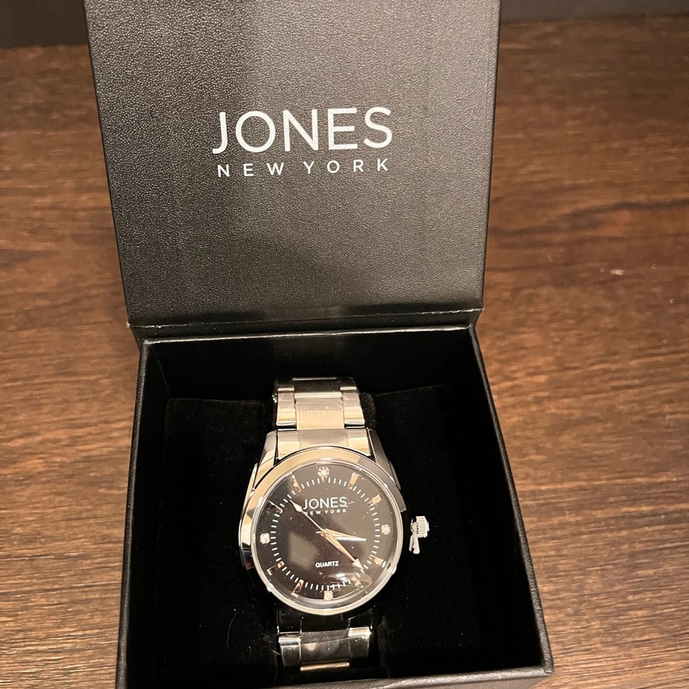 Jones New York Silver Watch with Dark Dial